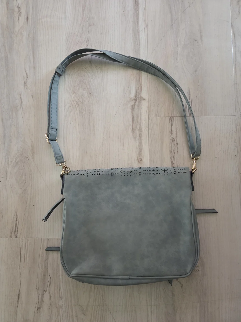 Women's Perforated Flap Crossbody Satchel Bag